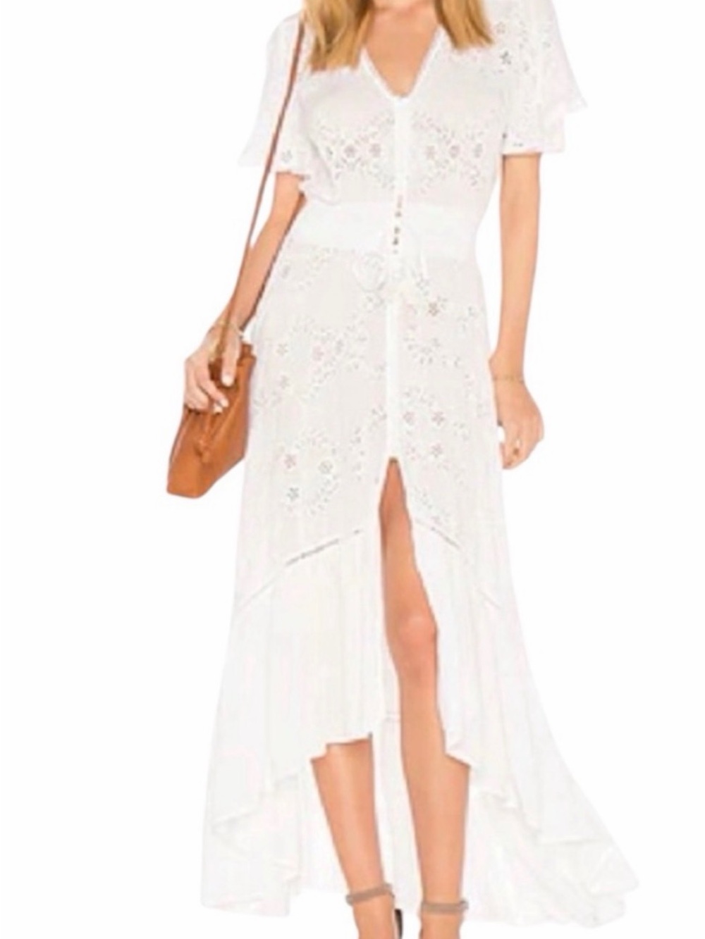 Young Fabulous & Broke White Eyelet High-Low Maxi Dress